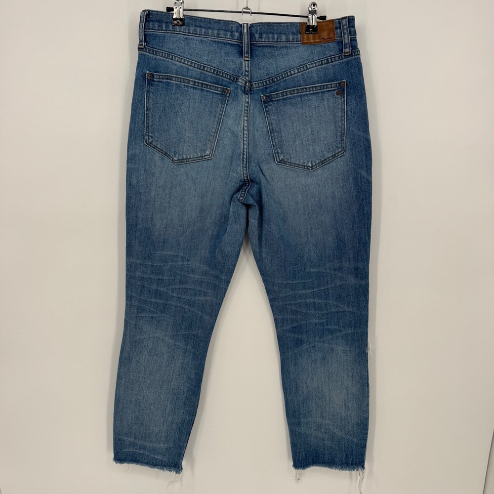Madewell The High Rise Slim Boyjean Distressed Ripped Medium Wash Denim Size 28 - Picture 5 of 8